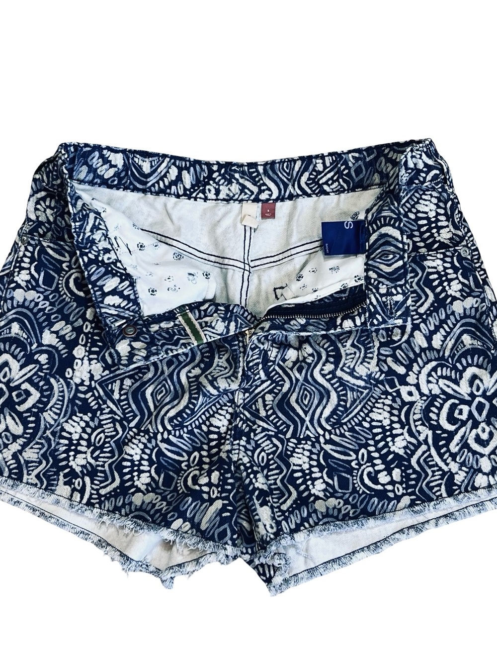Anthropologie Pilcro Women’s Sz S Blue High Rise Shorts Scrunchie Cut Off - Picture 6 of 16
